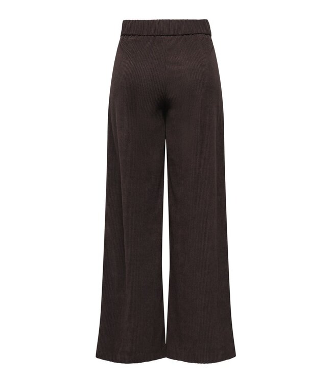 JDY JDYGEGGO Corduroy Pant Coffee Bean – Bruine ribfluwelen broek met wijde pijpen