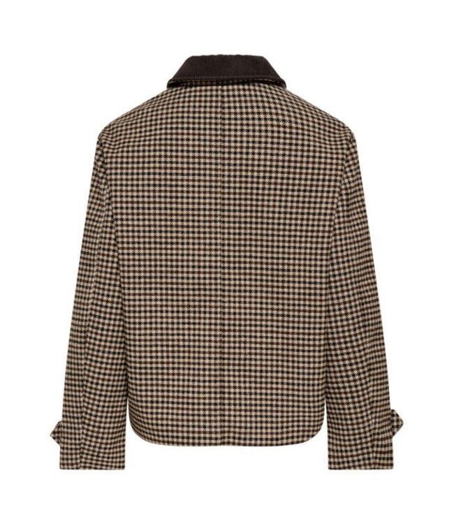 JDY JDYVALERIE Check Jacket Iced Coffee – Geruite damesjas met corduroy kraag