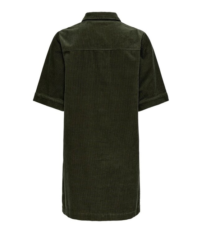 JDY JDYSHIRAZ Button Dress Forest Night – Groene corduroy overhemdjurk