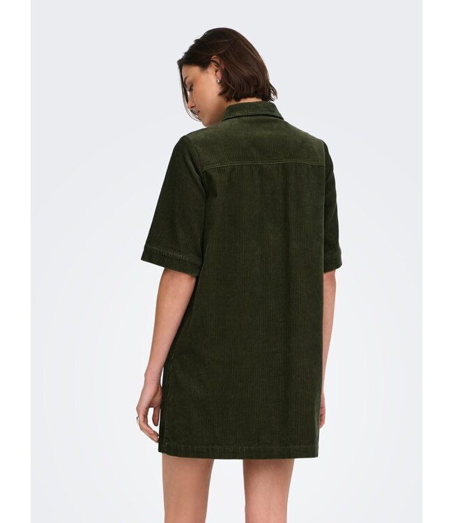 JDY JDYSHIRAZ Button Dress Forest Night – Groene corduroy overhemdjurk