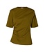 Selected Femme SLWTAJ Light Twist T-shirt Fir Green – Groene damestop met asymmetrische plooien