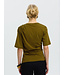 Selected Femme SLWTAJ Light Twist T-shirt Fir Green – Groene damestop met asymmetrische plooien