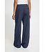 ICHI IHKATE Pinelle Wide Pant Dark Blue – Wijde krijtstreepbroek met strikceintuur