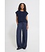 ICHI IHKATE Pinelle Wide Pant Dark Blue – Wijde krijtstreepbroek met strikceintuur