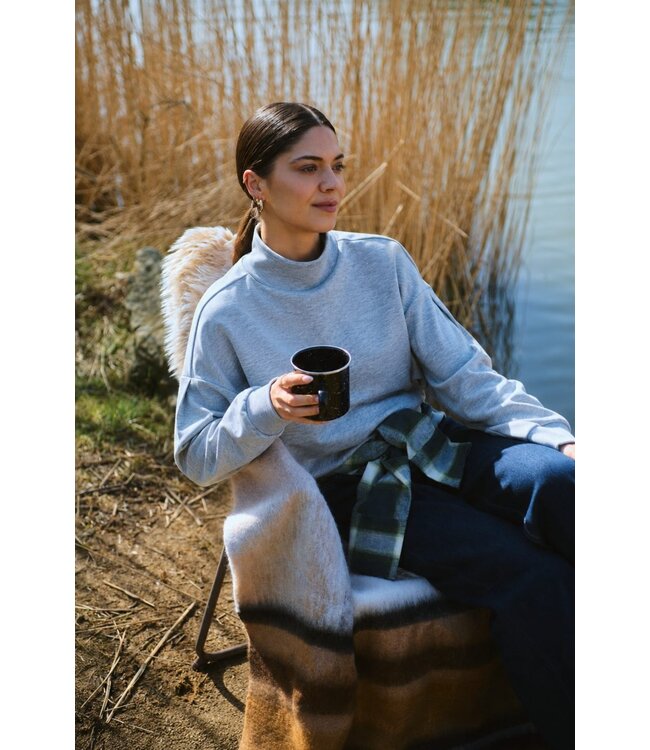 Freequent FQBRODY Sweatshirt Medium Grey Melange – Zachte loose fit pull met hoge hals