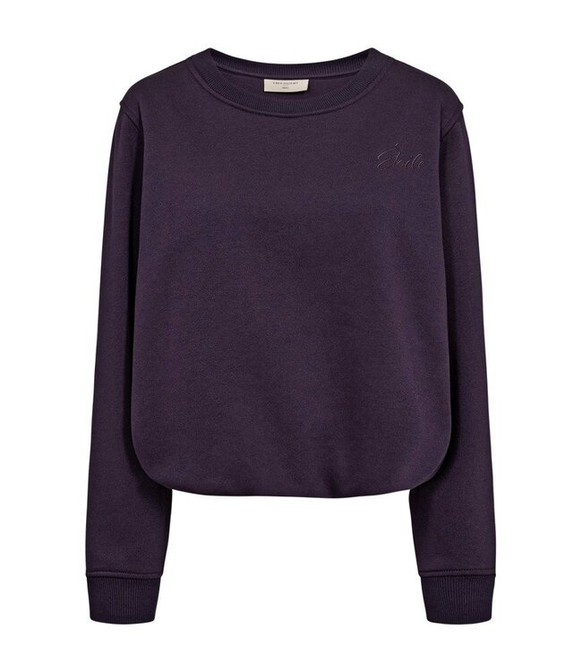 Freequent FQKAMELA Pullover Nightshade – Donkerpaarse sweatshirt met borduursel