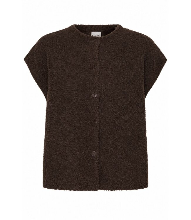 ICHI IHSARISA WA2 Vest Coffee Bean – Bruin teddy vest met knopen