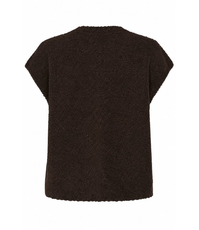 ICHI IHSARISA WA2 Vest Coffee Bean – Bruin teddy vest met knopen