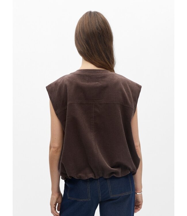 Object OBJPELLA Waistcoat Seal Brown – Bruin dames gilet in ribfluweel