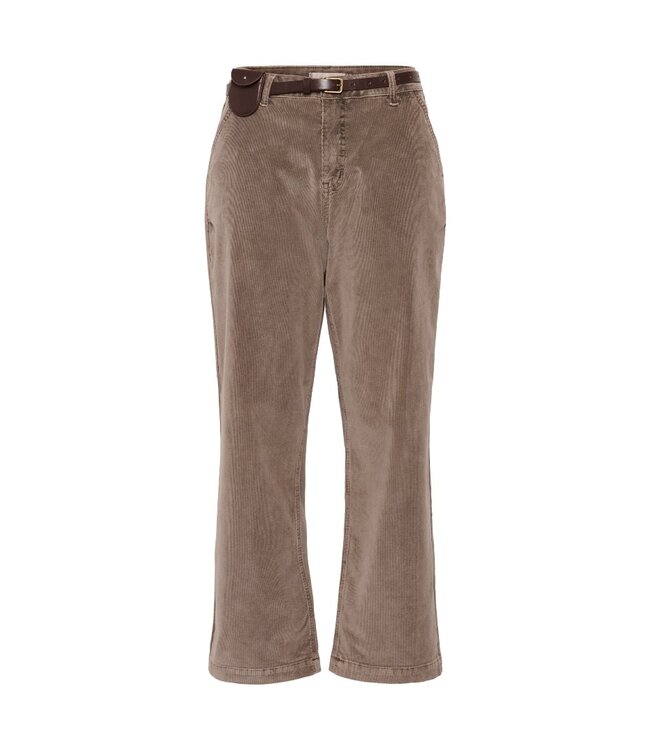 CREAM CRBrady Corduroy Pant Brown Lentil – Rechte ribfluwelen damesbroek met riem