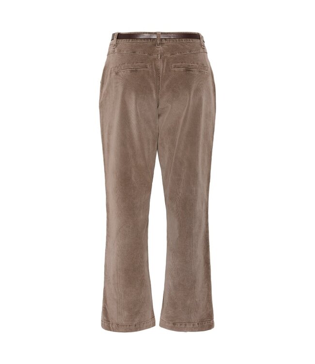CREAM CRBrady Corduroy Pant Brown Lentil – Rechte ribfluwelen damesbroek met riem