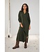 ICHI IHLULS Dress 2 Rosin – Gebreide dames midi jurk met polokraag