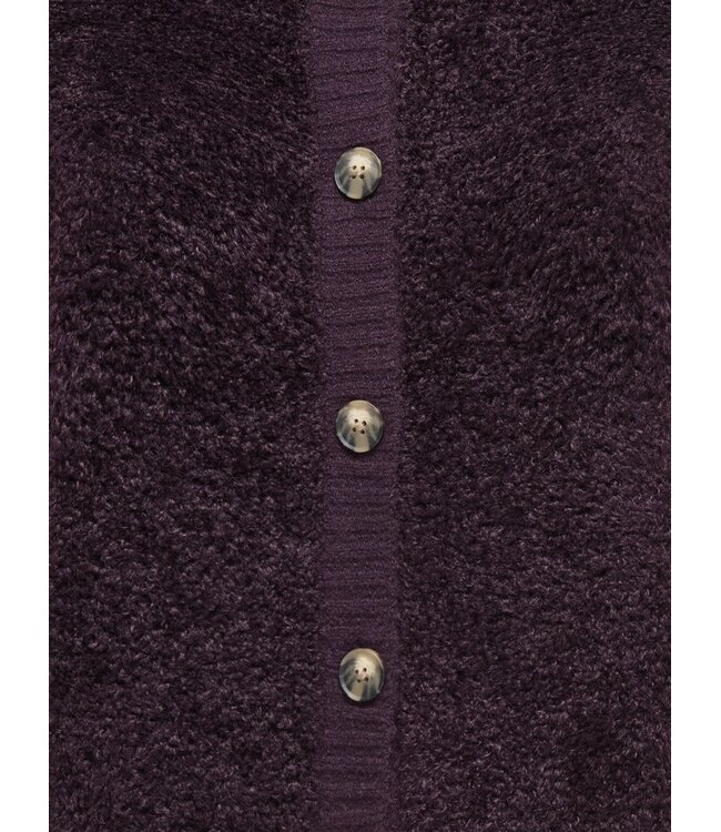 JDY JDYEIRA Life On Button Vest Plum Perfect – Fluffy mouwloos damesvest met knopen