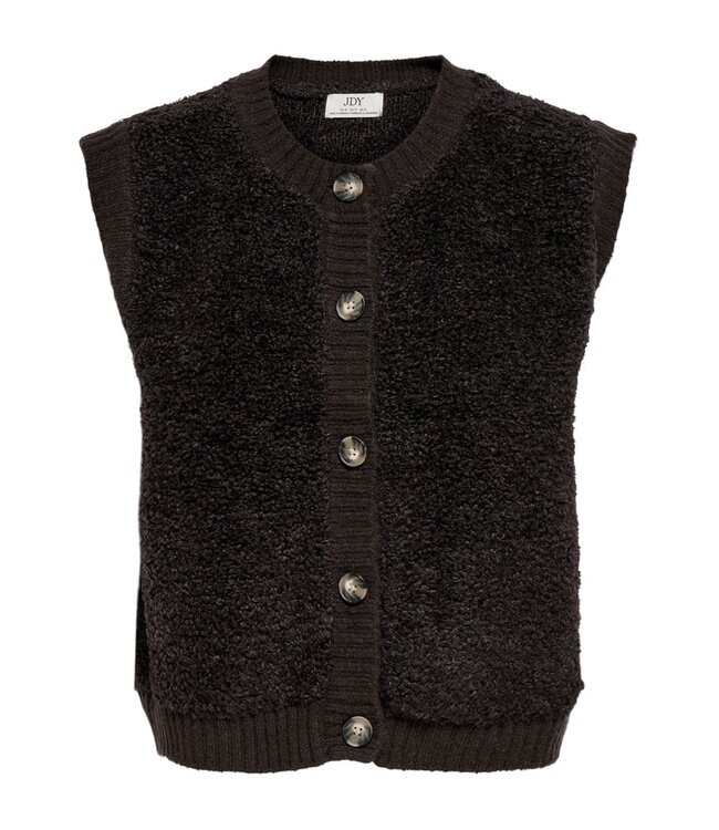 JDY JDYEIRA Life On Button Vest Chocolate Torte – Fluffy bruin damesvest met knopen