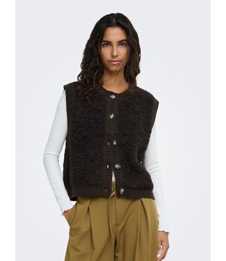 JDY JDYEIRA Life On Button Vest - Chocolate Torte
