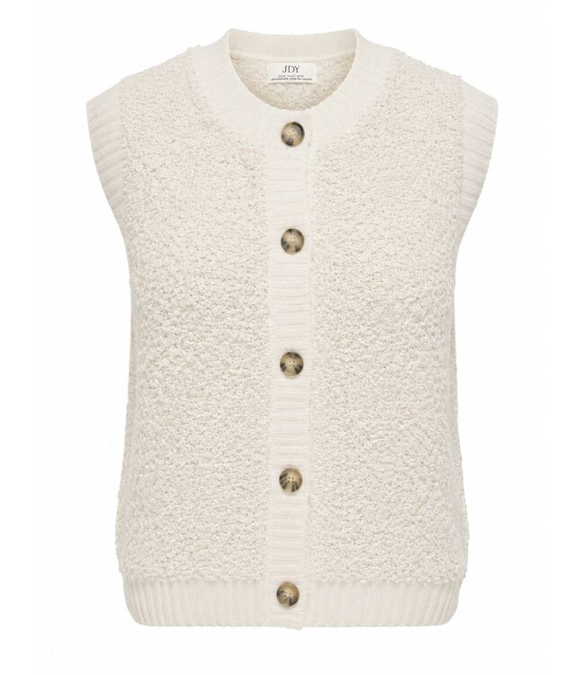 JDY JDYEIRA Life On Button Vest Birch – Fluffy ecru damesvest met knopen
