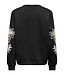 JDY JDYMESA Mindy Emb Sweat Black – Zwarte dames sweater met ecru borduurwerk