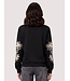 JDY JDYMESA Mindy Emb Sweat Black – Zwarte dames sweater met ecru borduurwerk