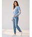 JDY JDYMESA Mindy Emb Sweat Windward Blue – Lichtblauwe dames sweater met ecru borduurwerk