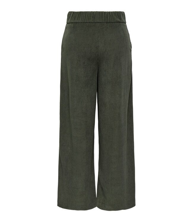 JDY JDYGEGGO Corduroy Pant Black Olive – Groene ribfluwelen broek met wijde pijpen