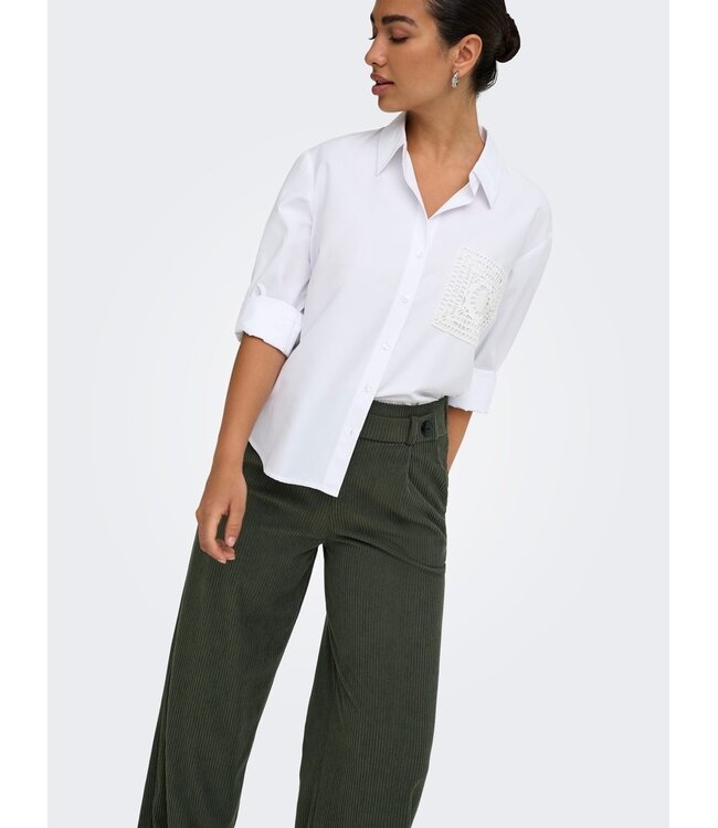 JDY JDYGEGGO Corduroy Pant Black Olive – Groene ribfluwelen broek met wijde pijpen