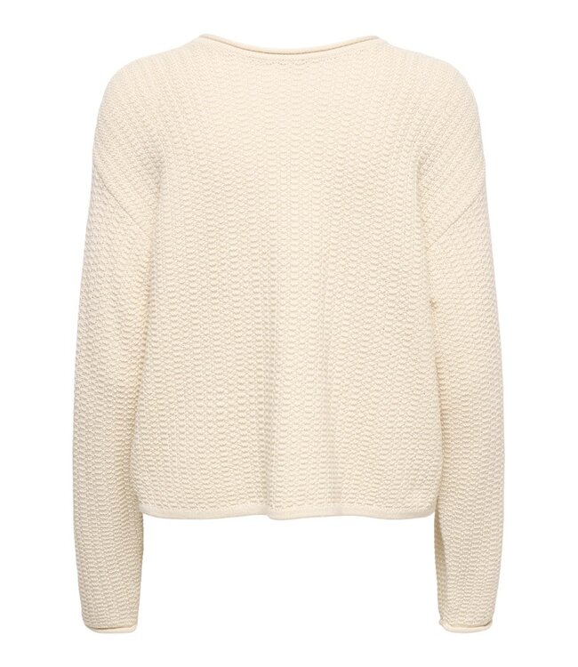 JDY JDYSTACEY Reversible Pullover Sandshell – Ecru structuurtrui met V-hals