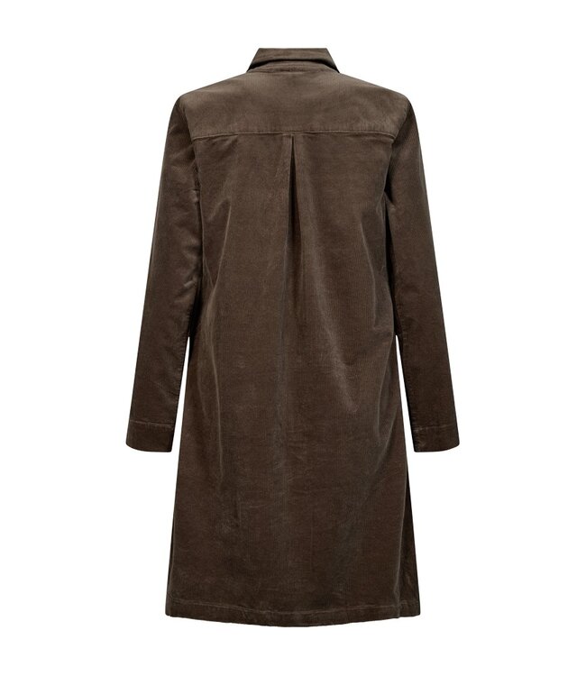 Freequent FQCORDY Dress Morel – Bruine ribfluwelen jurk met rits