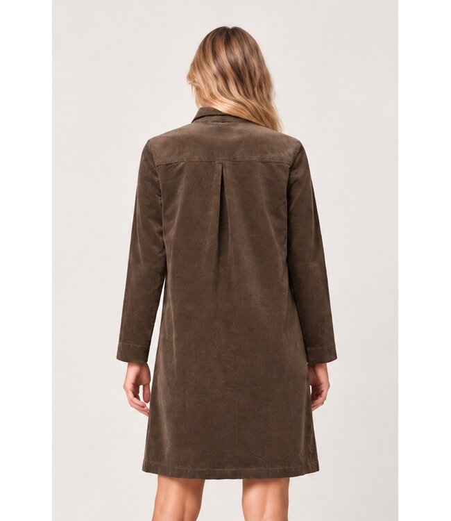 Freequent FQCORDY Dress Morel – Bruine ribfluwelen jurk met rits