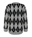 KAFFE KAsimone Knit Pullover Black/GM/White Argyle – Grijze damestrui met ruitpatroon