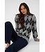 KAFFE KAsimone Knit Pullover Black/GM/White Argyle – Grijze damestrui met ruitpatroon