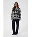 KAFFE KAsimone Knit Pullover Black/GM/White Argyle – Grijze damestrui met ruitpatroon