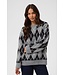 KAFFE KAsimone Knit Pullover Black/GM/White Argyle – Grijze damestrui met ruitpatroon