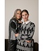 KAFFE KAsimone Knit Pullover Black/GM/White Argyle – Grijze damestrui met ruitpatroon