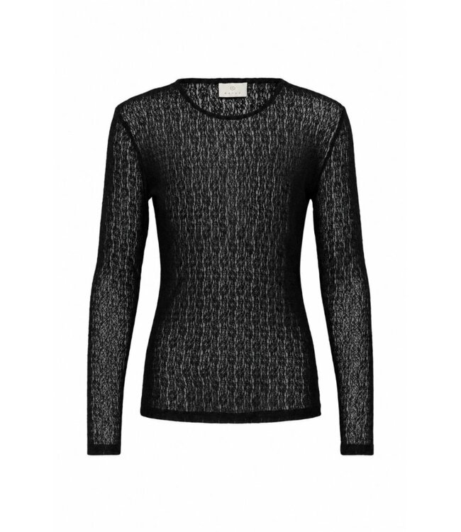 KAFFE KAallison T-Shirt Black Deep – Zwarte transparante top met lange mouwen