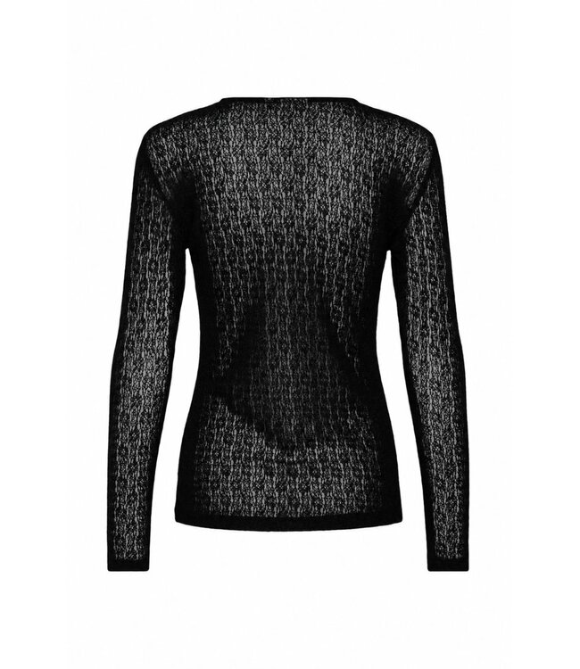 KAFFE KAallison T-Shirt Black Deep – Zwarte transparante top met lange mouwen