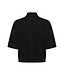 KAFFE KAlizza Argyle Pullover Black Deep – Zwarte loose fit trui met halflange mouwen