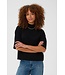 KAFFE KAlizza Argyle Pullover Black Deep – Zwarte loose fit trui met halflange mouwen