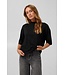 KAFFE KAlizza Argyle Pullover Black Deep – Zwarte loose fit trui met halflange mouwen