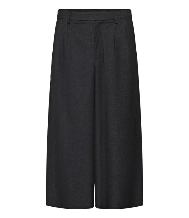KAFFE KAgabby Culotte Pants Dark Grey Melange – Grijze damesculotte met wijde pijpen