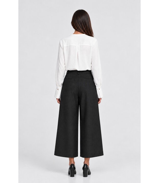 KAFFE KAgabby Culotte Pants Dark Grey Melange – Grijze damesculotte met wijde pijpen
