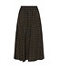 KAFFE KAhelie Skirt Black/Brown Check – Lange geruite damesrok met elastische taille