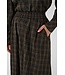 KAFFE KAhelie Skirt Black/Brown Check – Lange geruite damesrok met elastische taille