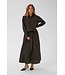 KAFFE KAhelie Skirt Black/Brown Check – Lange geruite damesrok met elastische taille