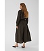 KAFFE KAhelie Skirt Black/Brown Check – Lange geruite damesrok met elastische taille