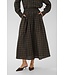 KAFFE KAhelie Skirt Black/Brown Check – Lange geruite damesrok met elastische taille