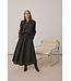 KAFFE KAhelie Skirt Black/Brown Check – Lange geruite damesrok met elastische taille