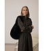 KAFFE KAhelie Skirt Black/Brown Check – Lange geruite damesrok met elastische taille