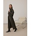 KAFFE KAhelie Skirt Black/Brown Check – Lange geruite damesrok met elastische taille