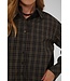 KAFFE KAhelie Check Shirt Black/Brown Check – Geruit dameshemd met boxy fit