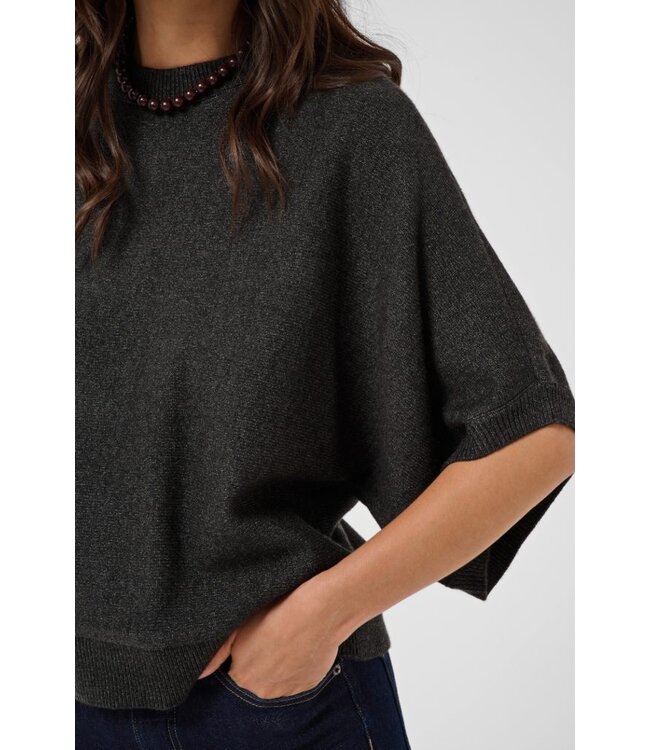 KAFFE KAbarbara Wing Pullover Dark Grey Melange – Grijze damespull met vleermuismouwen